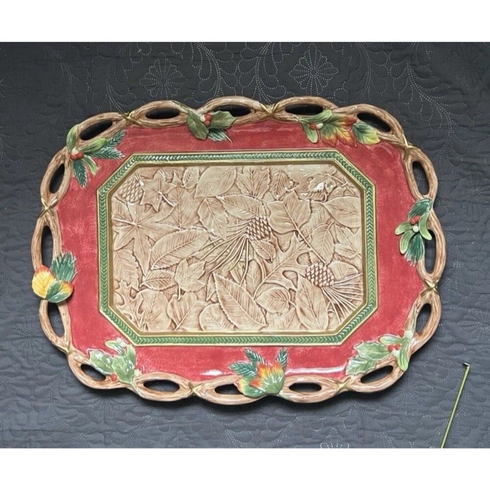 Fitz and Floyd Classic Christmas Lodge Large Serving Platter 20 1/2" x 15 1/2"